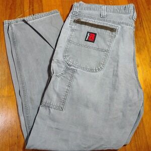 Wrangler Riggs Workwear Gray Carpenter Pants 38x32 Cotton Canvas Utility Pockets